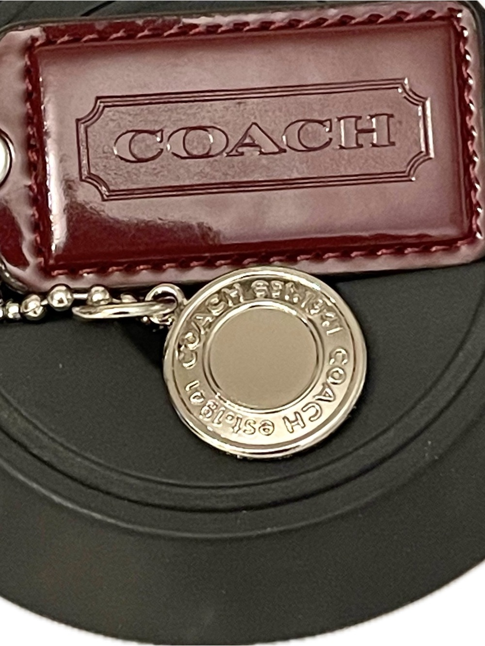 Coach Burgundy Patent Leather Hangtag & Snap Head Charm